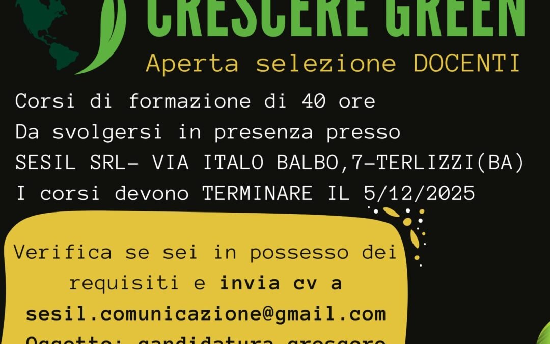CRESCERE GREEN- SELEZIONE DOCENTI